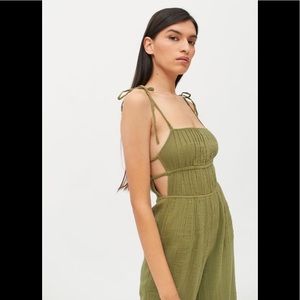 Urban Outfitters Courtney Tie Shoulder Jumpsuit Green - Size XS